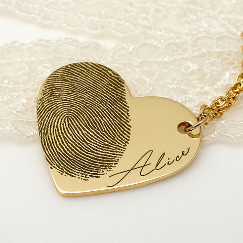 Personalized Fingerprint Necklace – Heart-Shaped Memorial Pendant