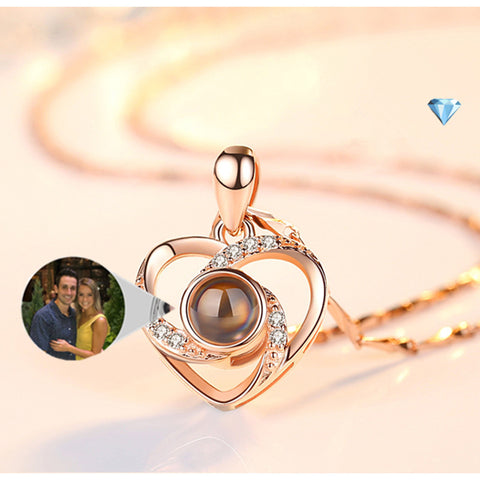 Memorial Photo Projection Necklace – Heart Pendant in S925 Silver